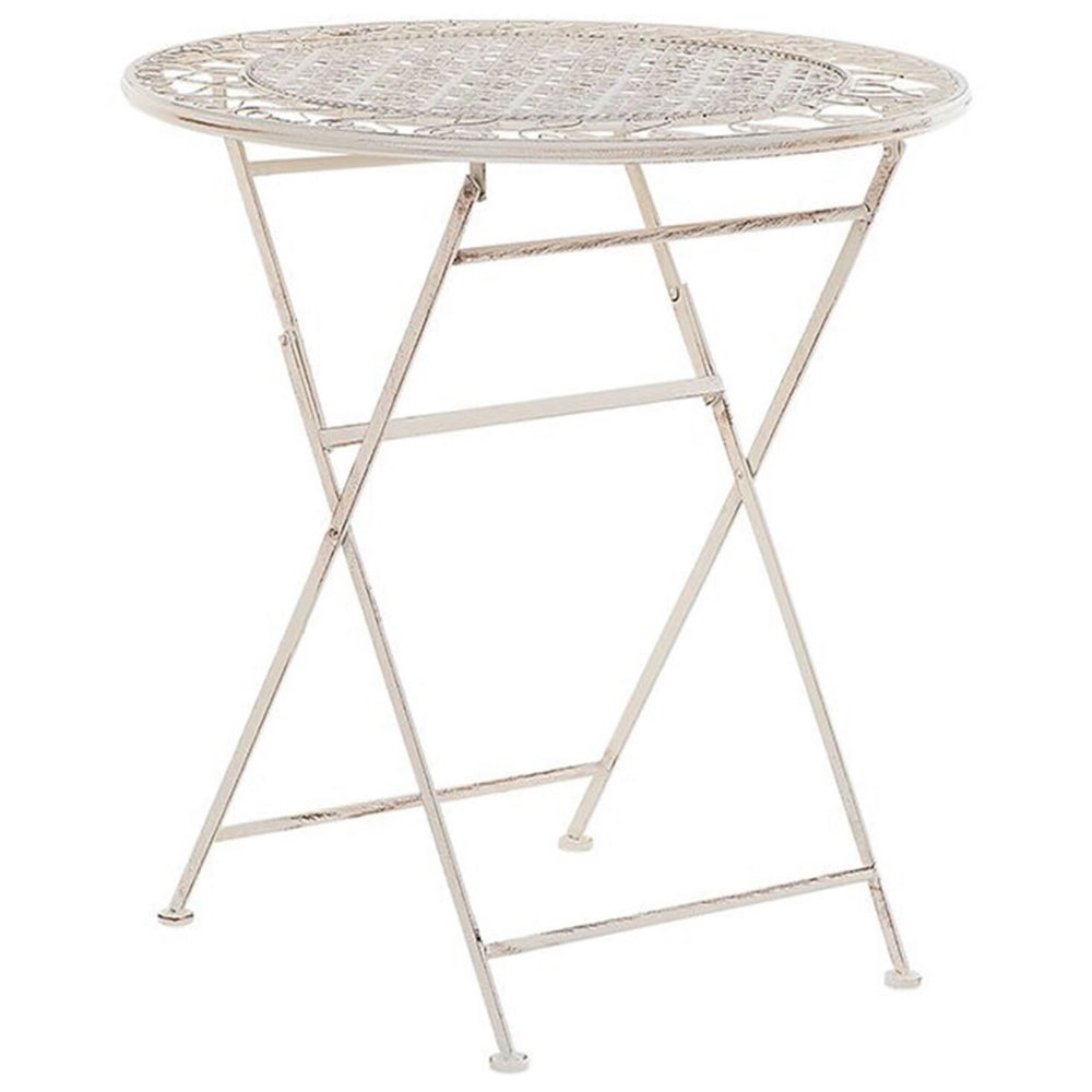 Tavolo da bistrò da giardino in ferro beige rotondo chic francese