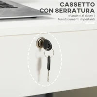Scrivania per Camera o Ufficio in Legno con 2 Cassetti e 2 Chiavi, 110x50x76cm - Bianco
