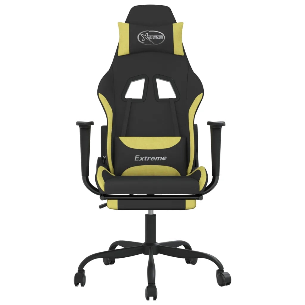Sedia da Gaming Massaggio e Poggiapiedi Nero e Verde Chiaro cod mxl 76879
