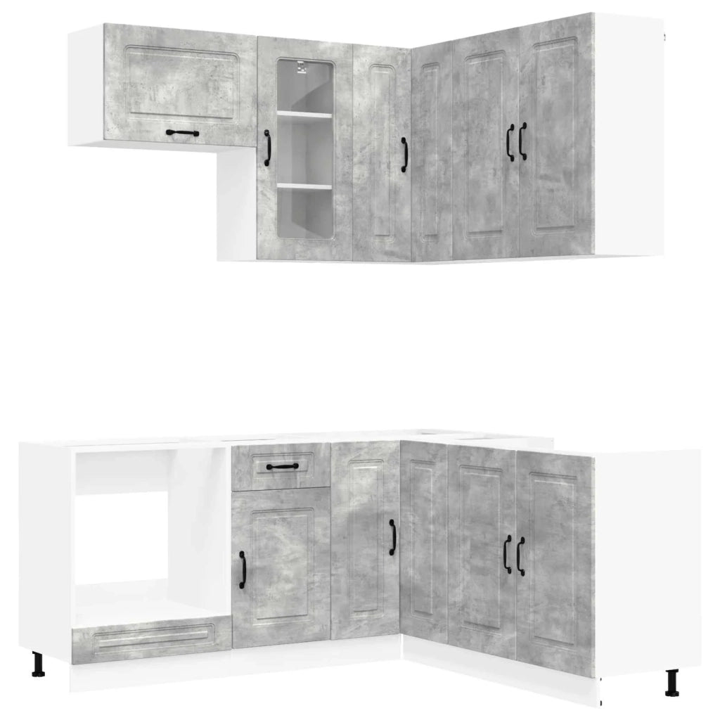 Unità Cucina KALMAR 8 pz Grigio Cemento Legno ingegnerizzato 3438374