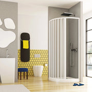 Box doccia semicircolare apertura laterale a soffietto, pvc bianco h185cm Platra Sisla Bianco,80x80 cm