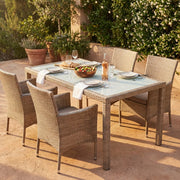 Tavolo intreccio e piano in vetro 150x90 - AXEL