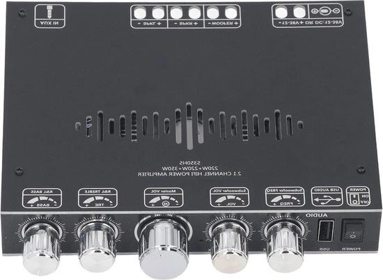 Verstacerkaart Bluetooth 5.1 2.1 Canali 220W x2 + 350W AUX USB Bluetooth - Modulo di Amplificazione con Regolazione di Treble e Bassi - Alta Qualità.