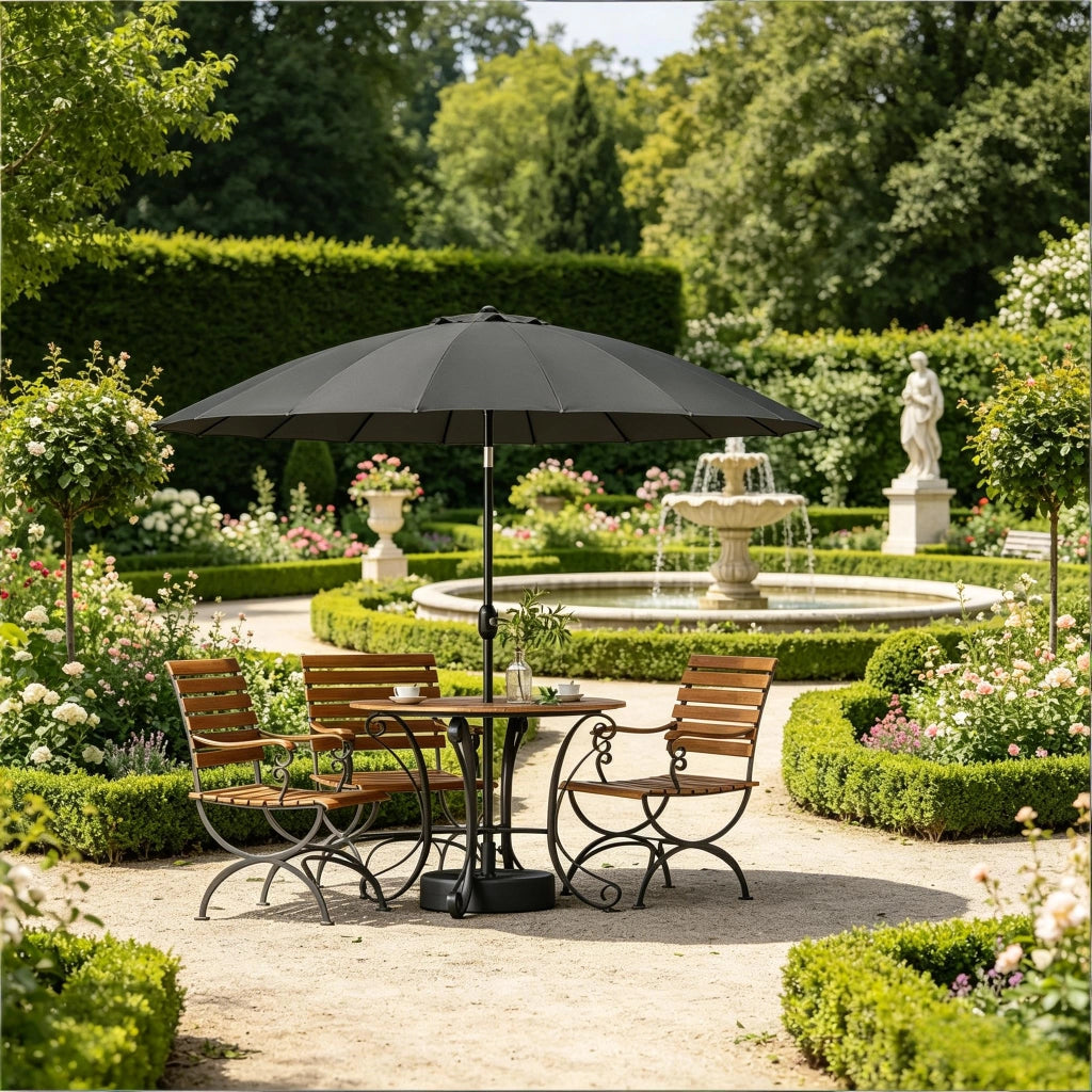 OMBRELLONE da Giardino Inclinabile Ø257 cm Poliestere Grigio Scuro senza base
