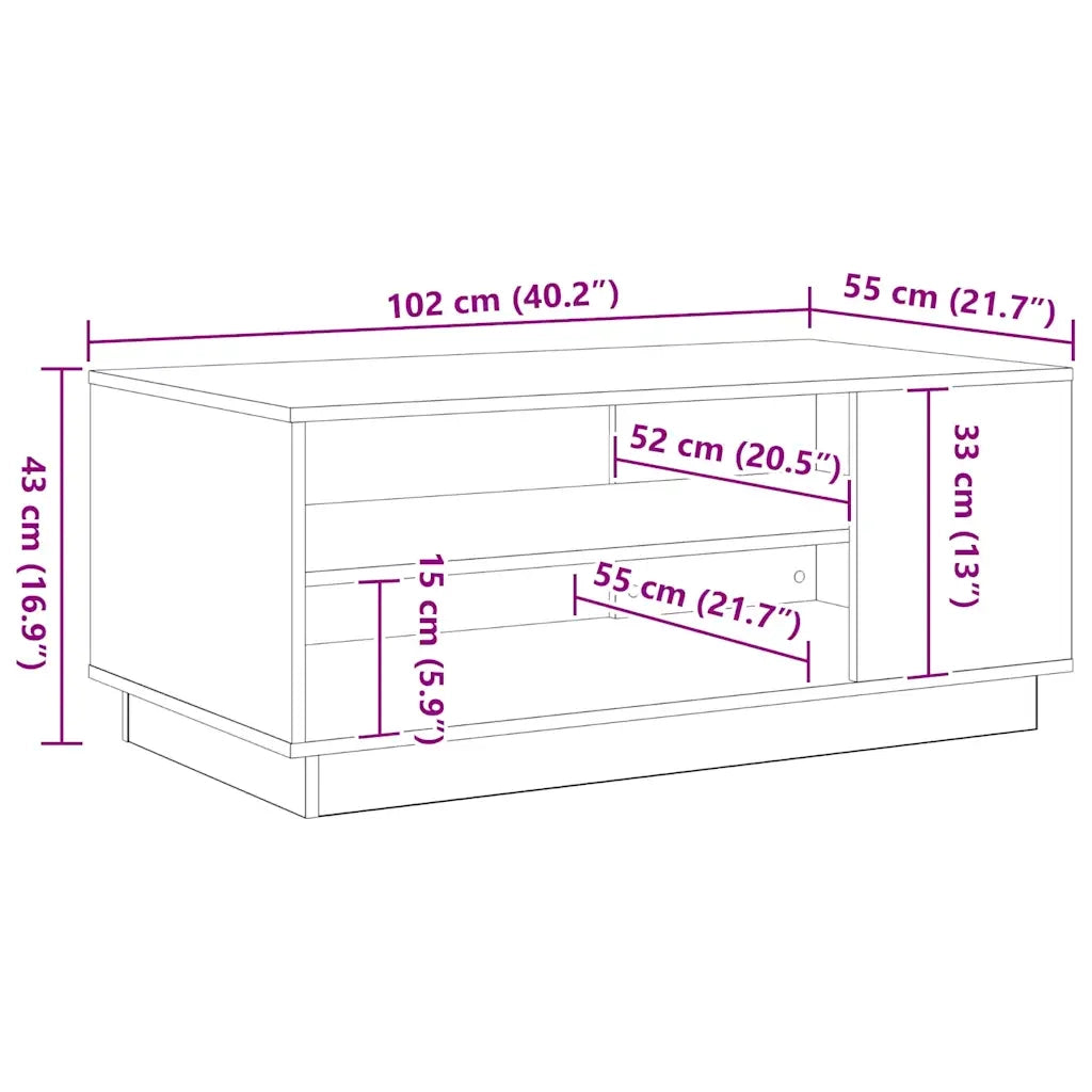 Tavolino da salotto | Tavolino da caff¨¨ | Tavolino da Soggiorno Rovere Nero 102 x 55 x 43 cm