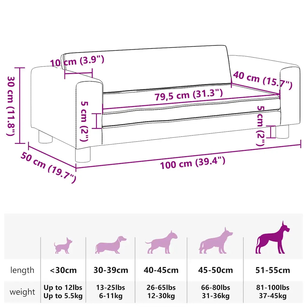 Lettino per Cani con Estensione Crema 100x50x30cm in Similpelle 172027