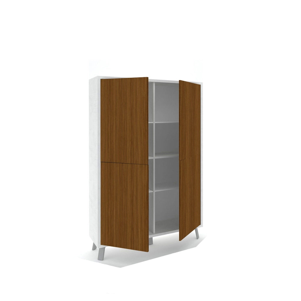 Mobile Soggiorno Madia Alta 4 Ante 108x41x161 cm Ossido Bianco e Rovere Dogato