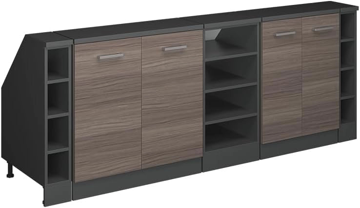 Set di mobili sottotetto Rion, Grigio nobile, 210 cm Set di 5 carcasse armadio profondità 60 cm, adatto per il salvaspazio sotto tetti spioventi