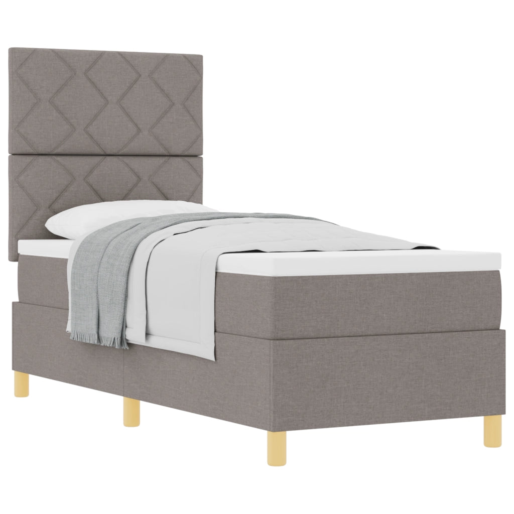 Letto con Rete e Materasso Tortora 80x200 cm Tessuto