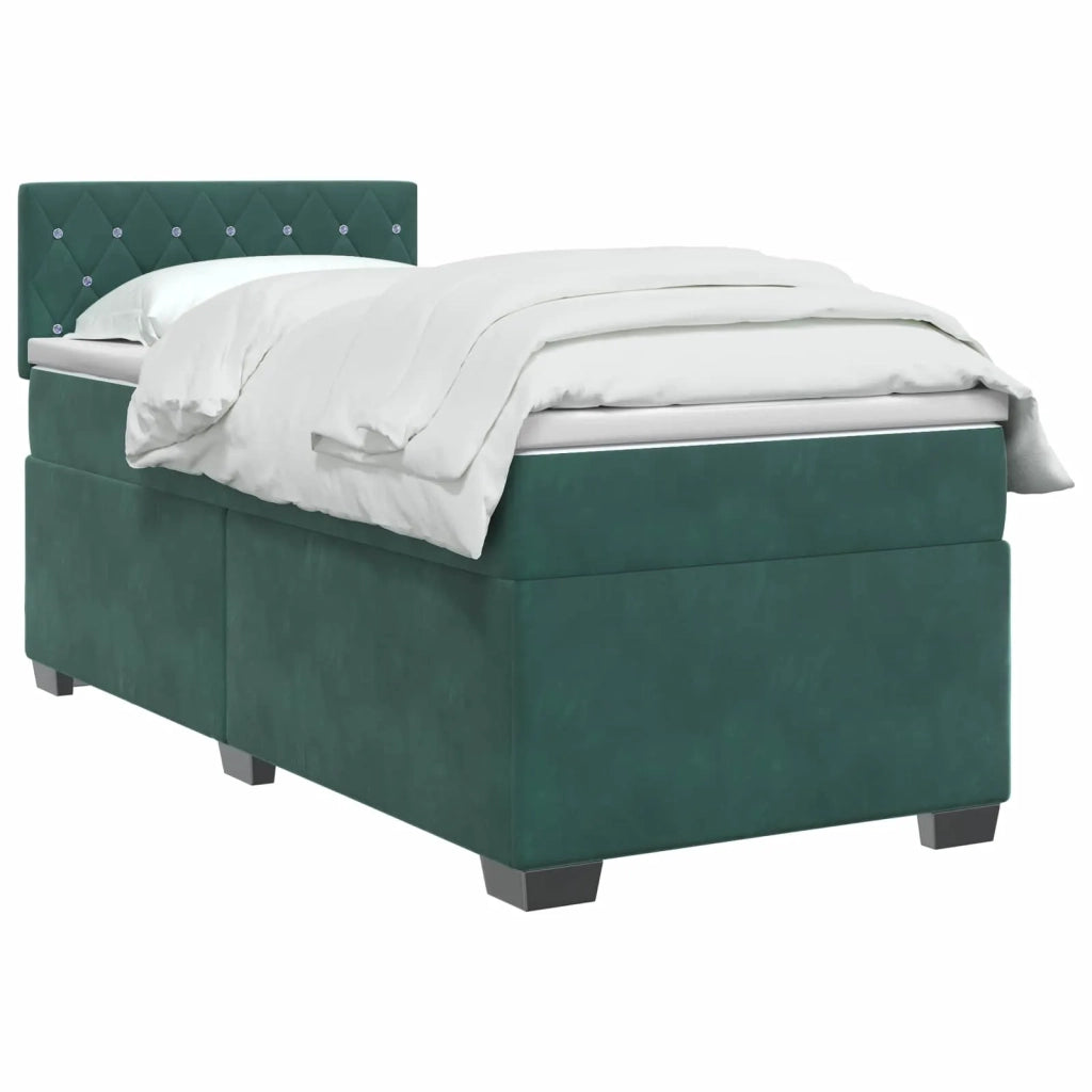 Letto box spring con materasso Verde Scuro 90 x 200 cm Velluto 3450635