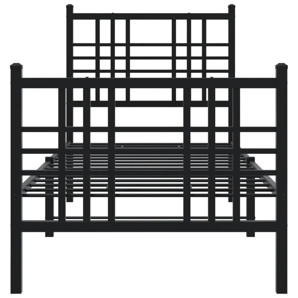 Giroletto con Testiera e Pediera Metallo Nero 80x200 cm 376333