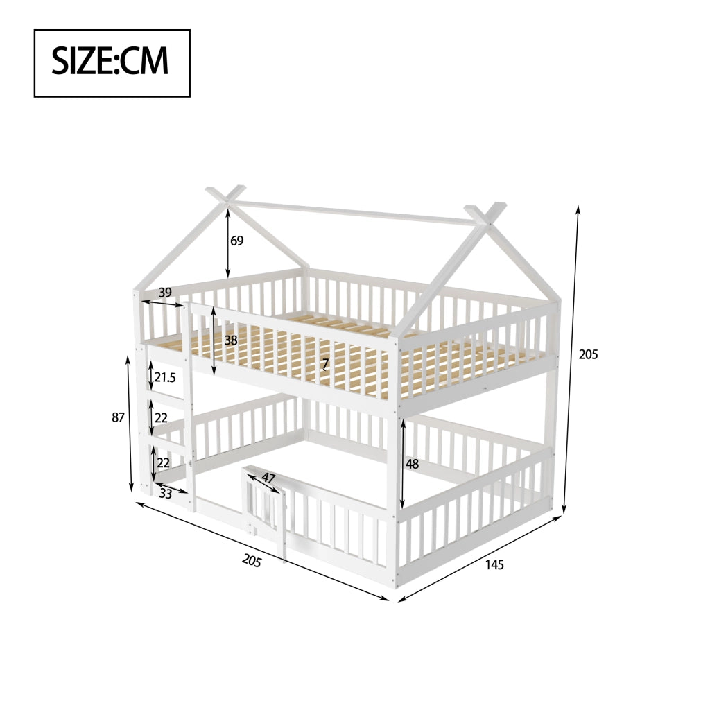 LETTO A CASTELLO 140x200 cm in legno bianco con scala