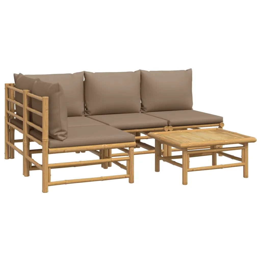 Set Salotto da Giardino 5pz con Cuscini Tortora BambÃ¹cod mxl 124283