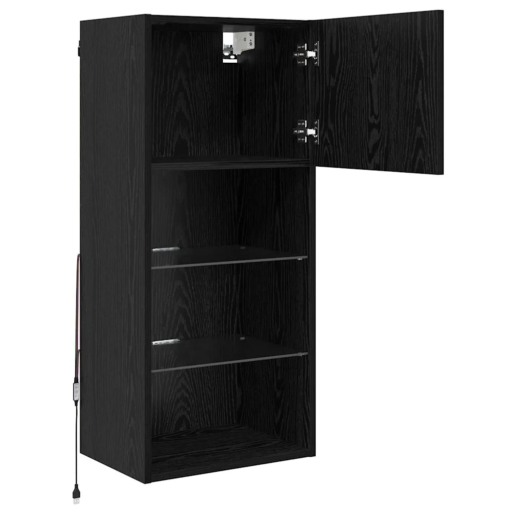 Mobiletti TV a parete 2 pcs Rovere Nero 40,5 x 30 x 90 cm 882959