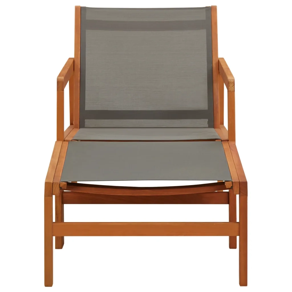 Sedia da Giardino con Pouf Grigia Eucalipto e Textilene  cod mxl 20426