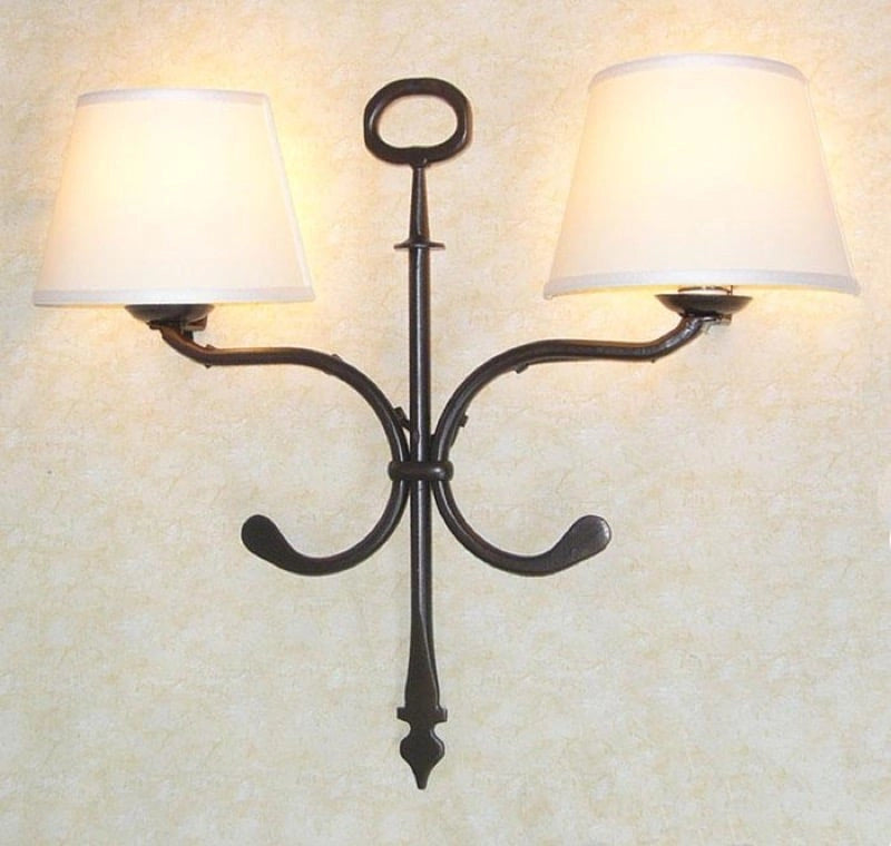 APPLIQUE LANTERNA LOIRA 2 LUCI IN FERRO BATTUTO CRUCCOLINI LAMPADE LAMPIONE