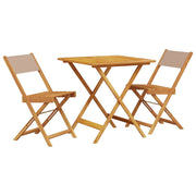 Set da Bistrot 3pz | Set Salotto da Giardino Tortora in Tessuto e Legno Massello