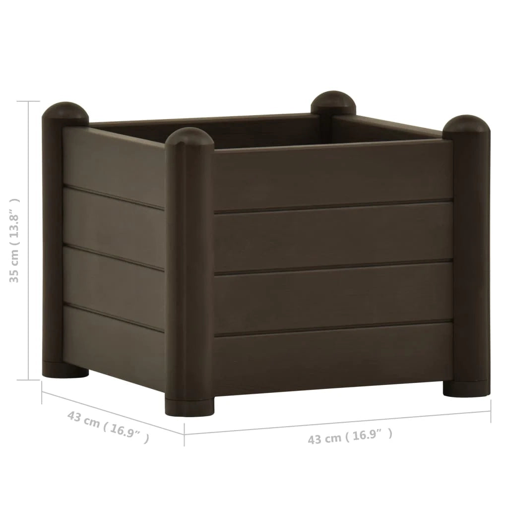 Fioriera rialzata per piante e fiori giardino PP 43 x 43 x 35 cm moka 02_0001227