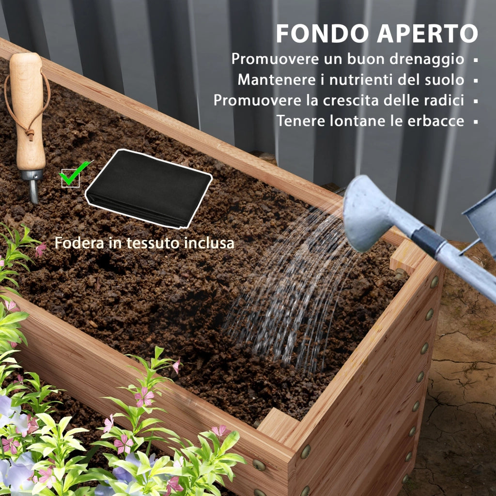 Letto per Orto Rialzato a 4 Livelli 113x113x46 cm con Fondo Aperto in Legno di Abete