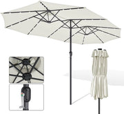 Parasole con 3 tende Crème e LED – Ideali per spazi all'aperto ampi