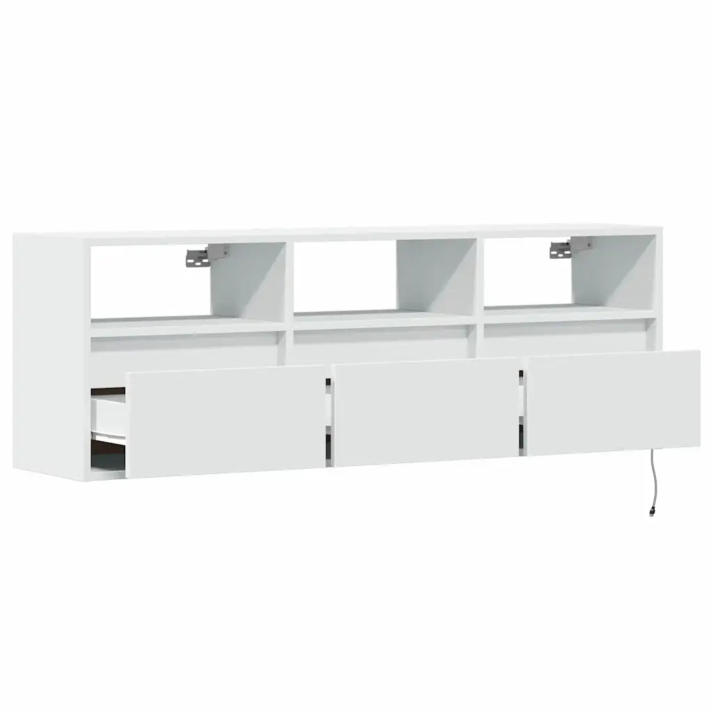 vidaXL Mobile TV a Parete con Luci LED Bianco 130x31x45 cm