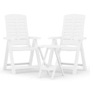 Set da Pranzo da Giardino 3 pz | Set Salotto da Giardino Bianco in Polipropilene