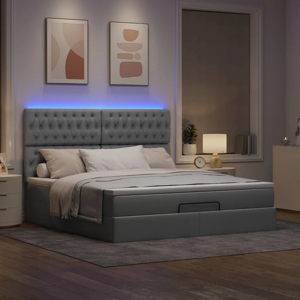 Struttura Letto Pouf con Materasso 160x200 cm in Tessuto 3314100