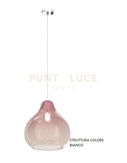 SOSPENSIONE BIANCO 1 LUCE VETRO GRANDE RUBINO 1191BI-SG-RU