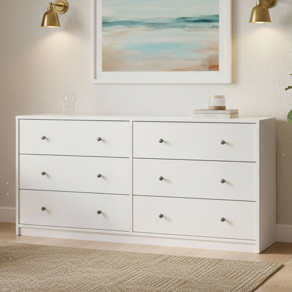 Credenza Rick, Buffet da soggiorno, Madia da salotto, Dispensa da cucina, 143x30 h68 cm, Bianco