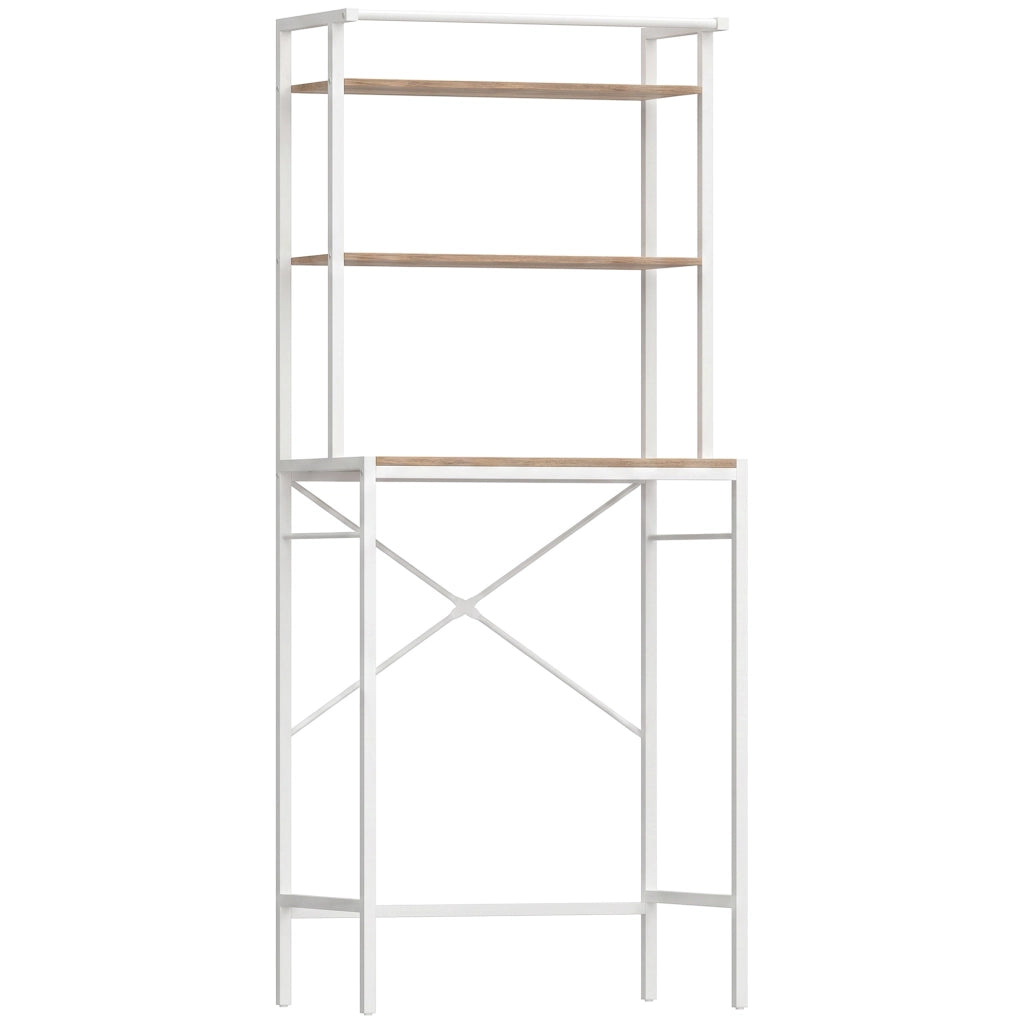 Étagère de Machine à Laver 3 Niveaux 67x40x161,8 cm Marron et Blanc