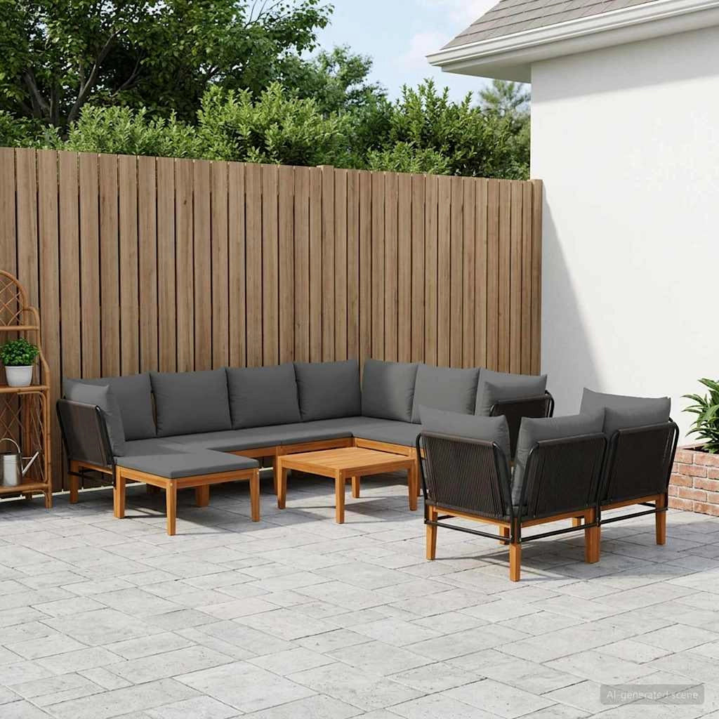 10 pz Legno massiccio di acacia e corda Naturale 3407751