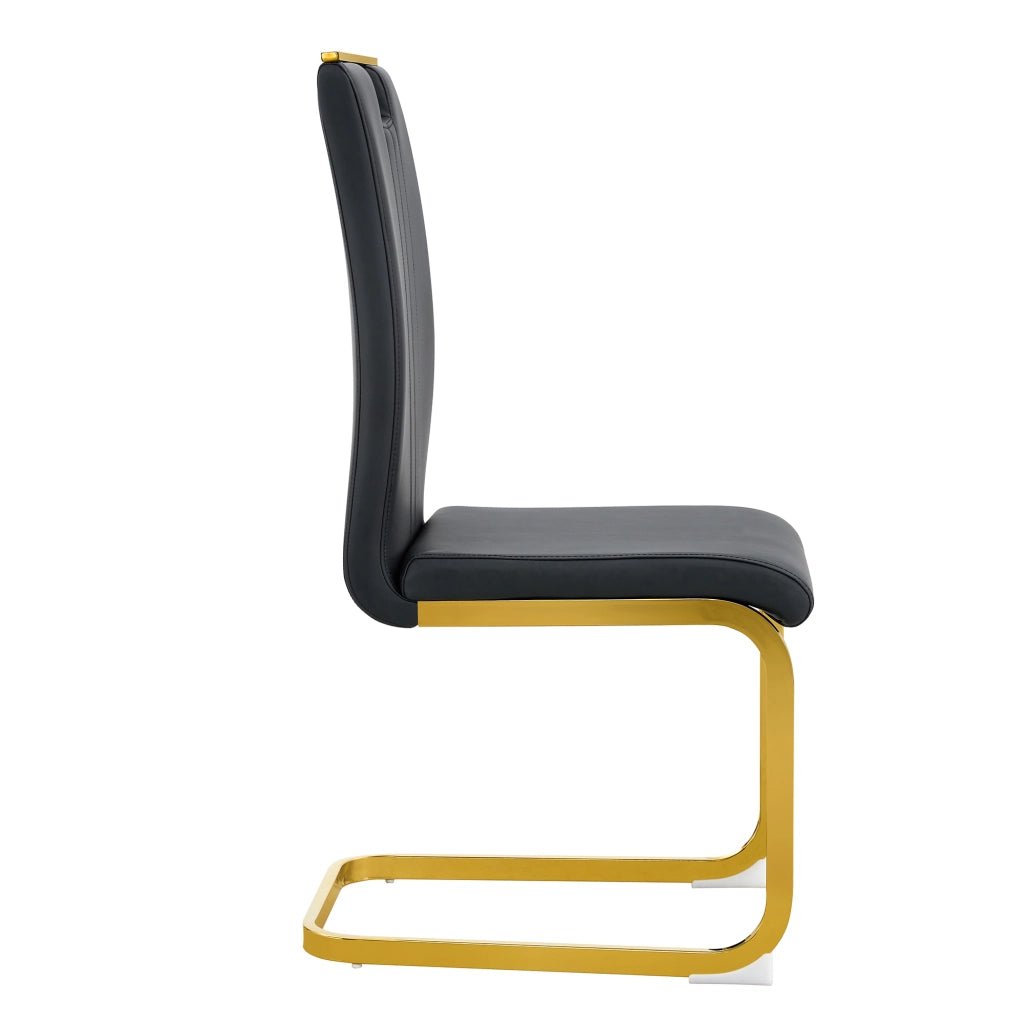 Sedia con Schienale Ergonomico e Piedini Antiscivolo, Design Minimalista, in PU, Nero