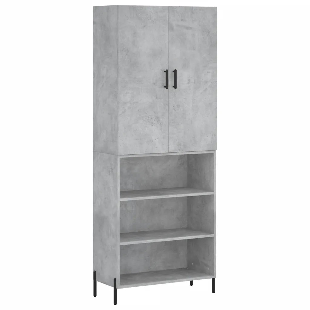 Credenza-Buffet-Armadio da cucina Grigio Cemento 69,5x34x180 cm in Legno Multistrato 757826