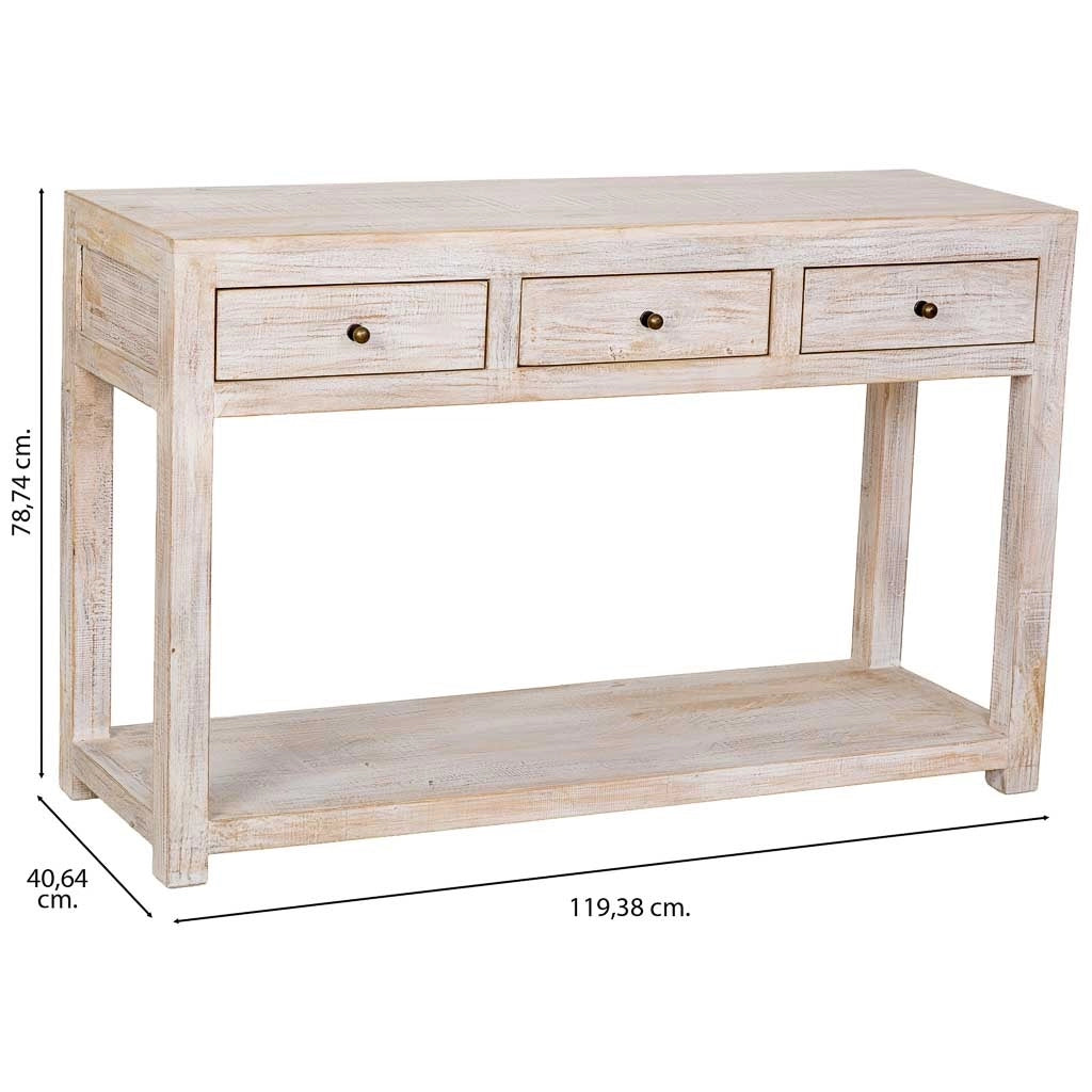 Consolle in legno bianco 119,38x40,64x78,74h cm