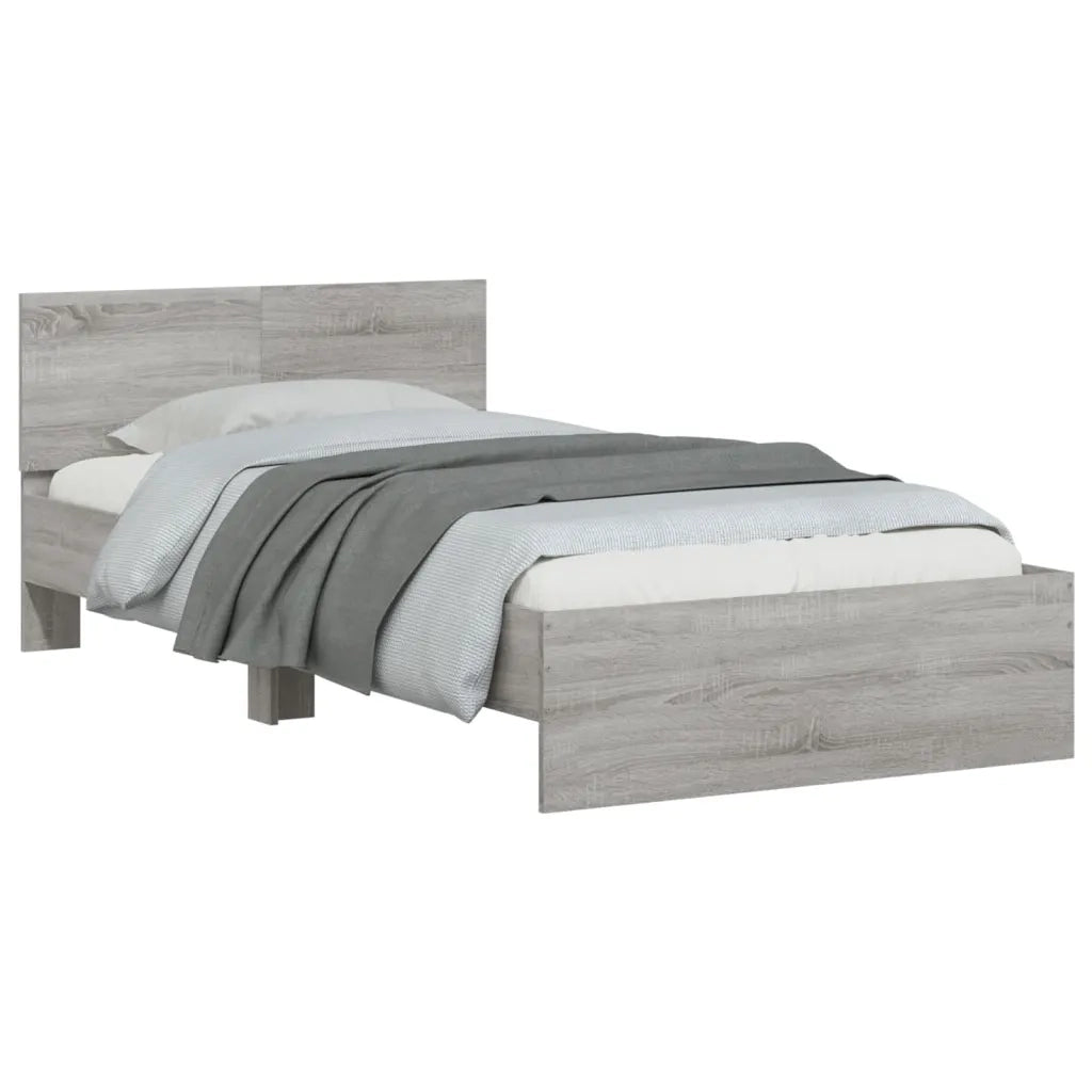 Giroletto con Testiera e LED-Struttura Letto con testiera Grigio Sonoma 100x200 cm 613807