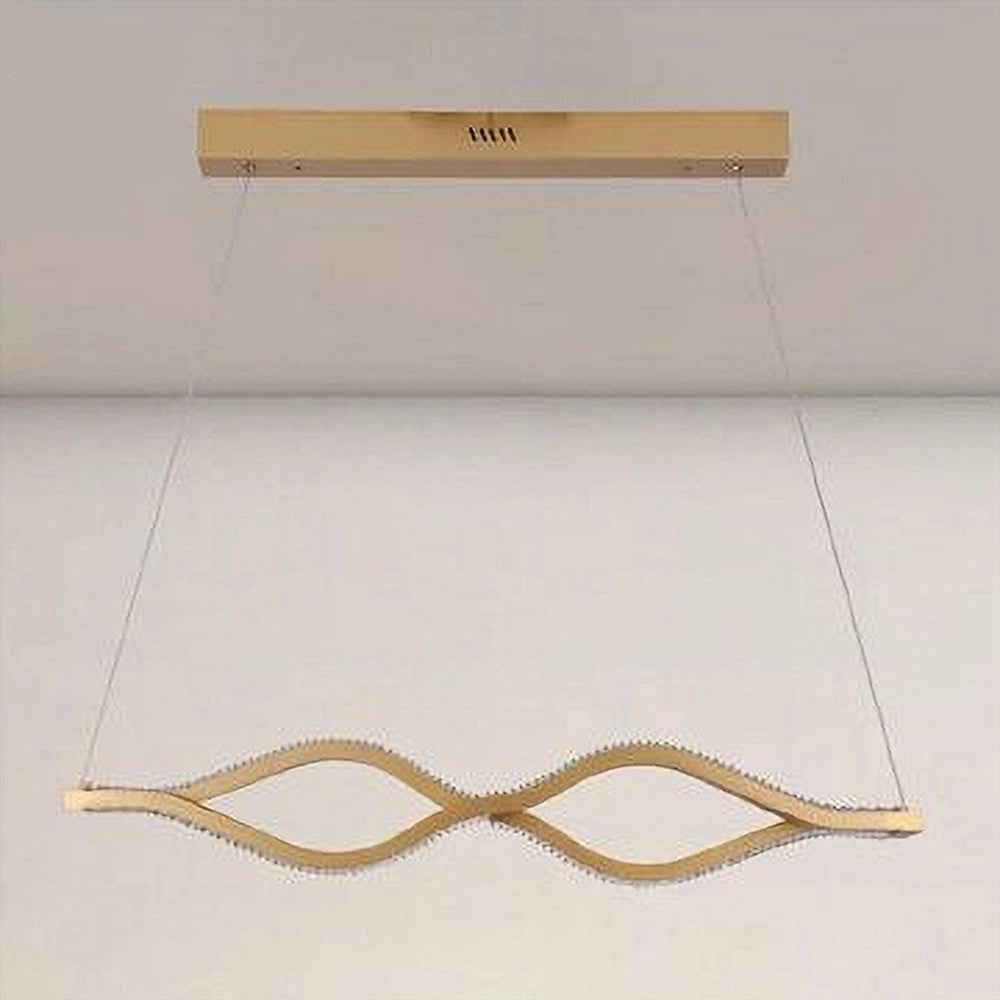 Trade Shop - Lampadario A Sospensione Led 58 Watt Onda Infinito Cristallo Ondulato Oro 32149 -