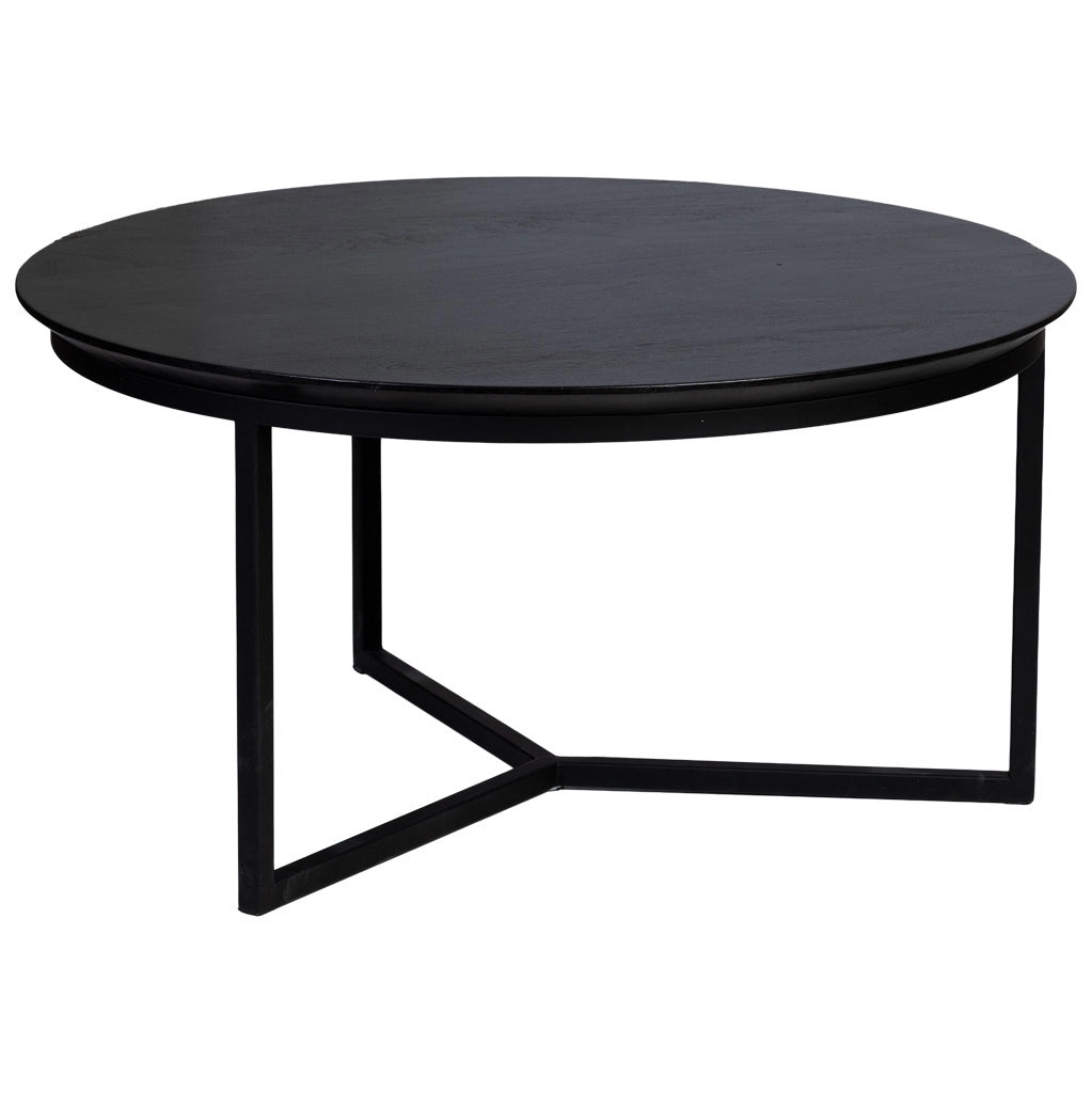 Tavolino, piano in legno di mango nero e gambe in ferro 80x80x40h cm