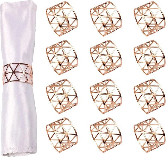 Set di 12 anelli da tovagliolo in metallo Vintage anelli da tovagliolo a forma di rose in oro rosa set universale per matrimonio compleanno cena tavola da pranzo