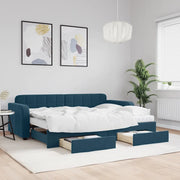 Divano Letto Estraibile con Cassetti Blu 80x200 cm in Velluto 3196993