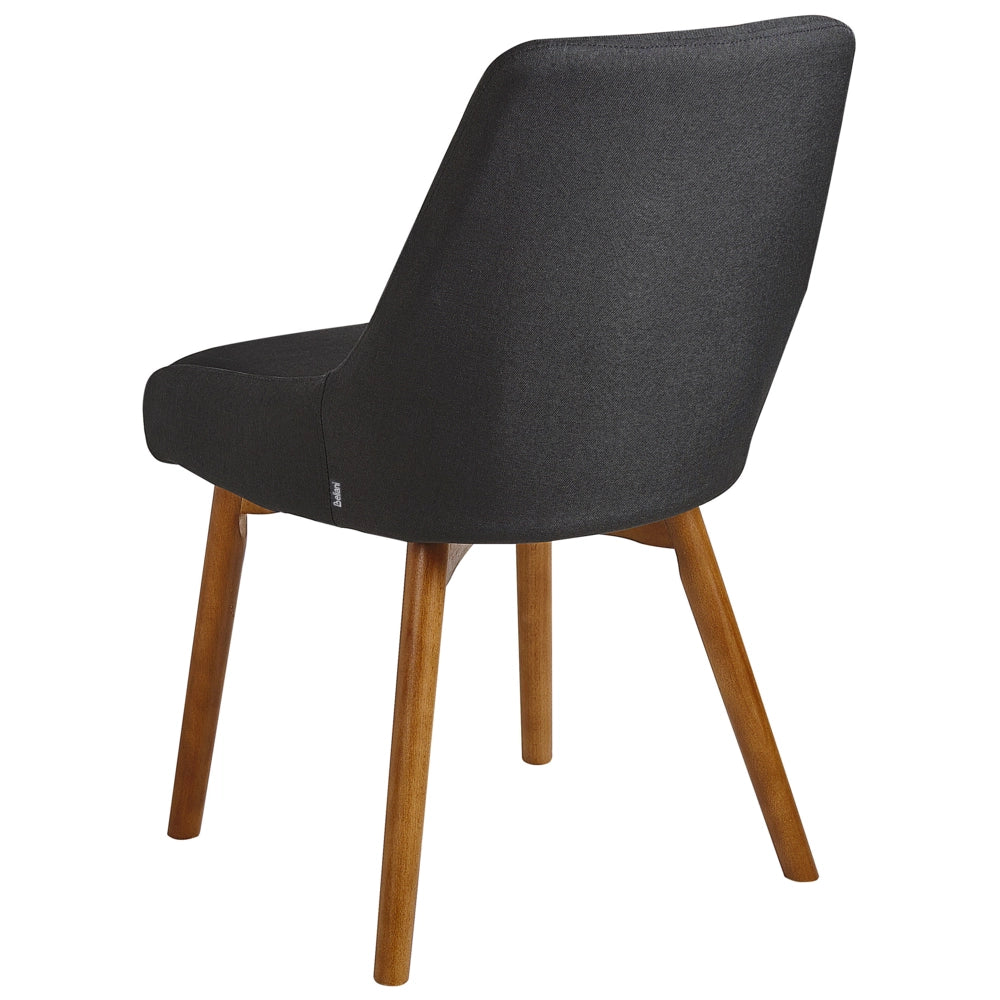 Set di 2 sedie Tessuto in poliestere Nero Gambe in legno massello scuro Sedile spesso imbottito