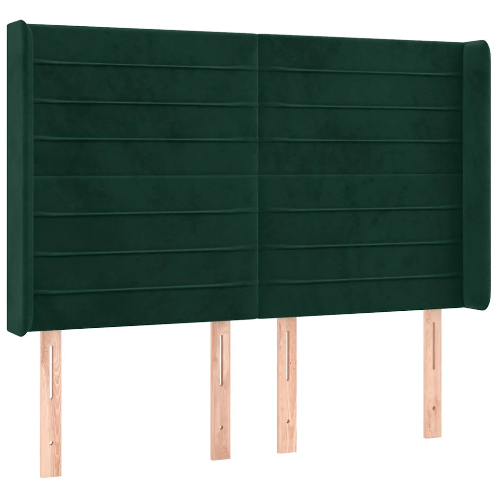 vidaXL Letto a Molle con Materasso e LED Verde Scuro 140x190cm Velluto