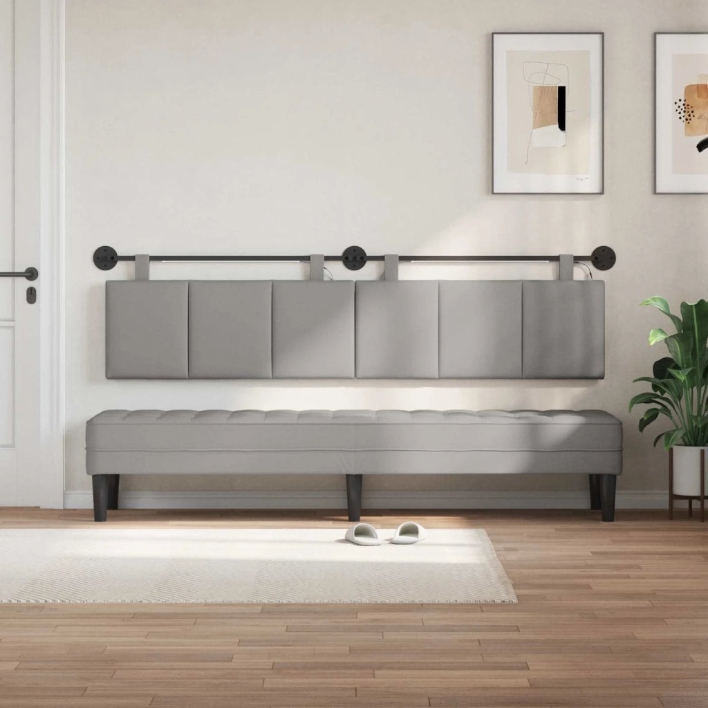 Testiera sospesa Con luce LED Grigio Nuvola Tessuto 3424827