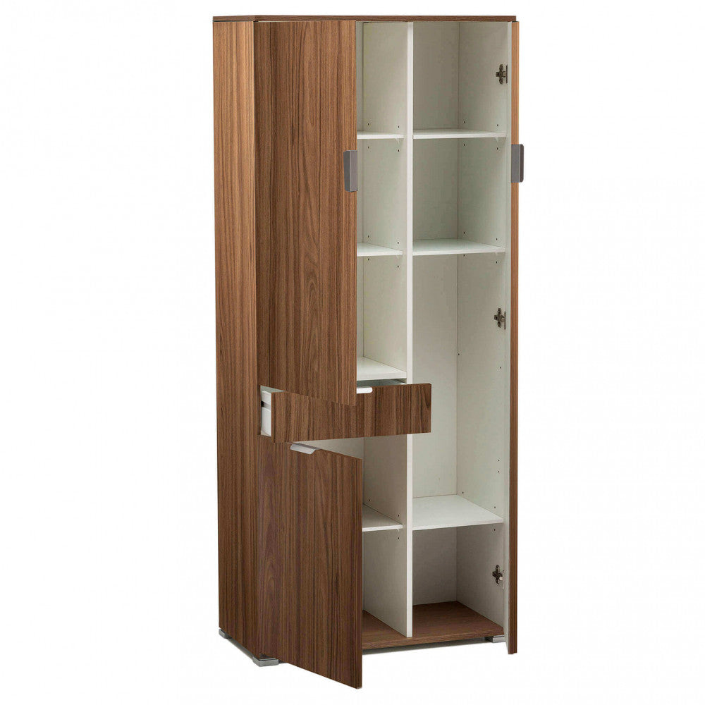 Armadio 3 Ante 1 Cassetto 75x38x174 h cm in Truciolare bilaminato Marrone