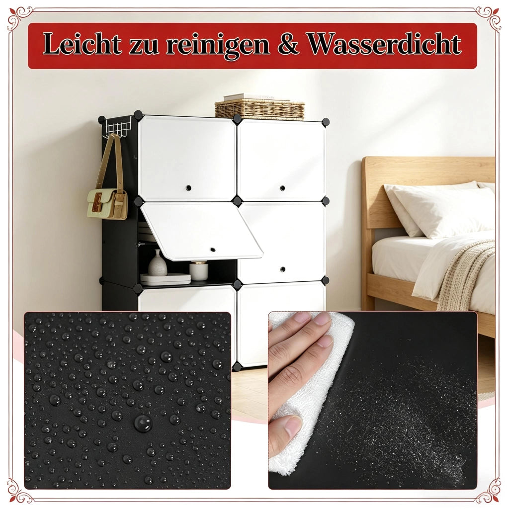 SCARPIERA modulare 36,5 x 94 x 144 cm Nero/Bianco, fino a 32 paia
