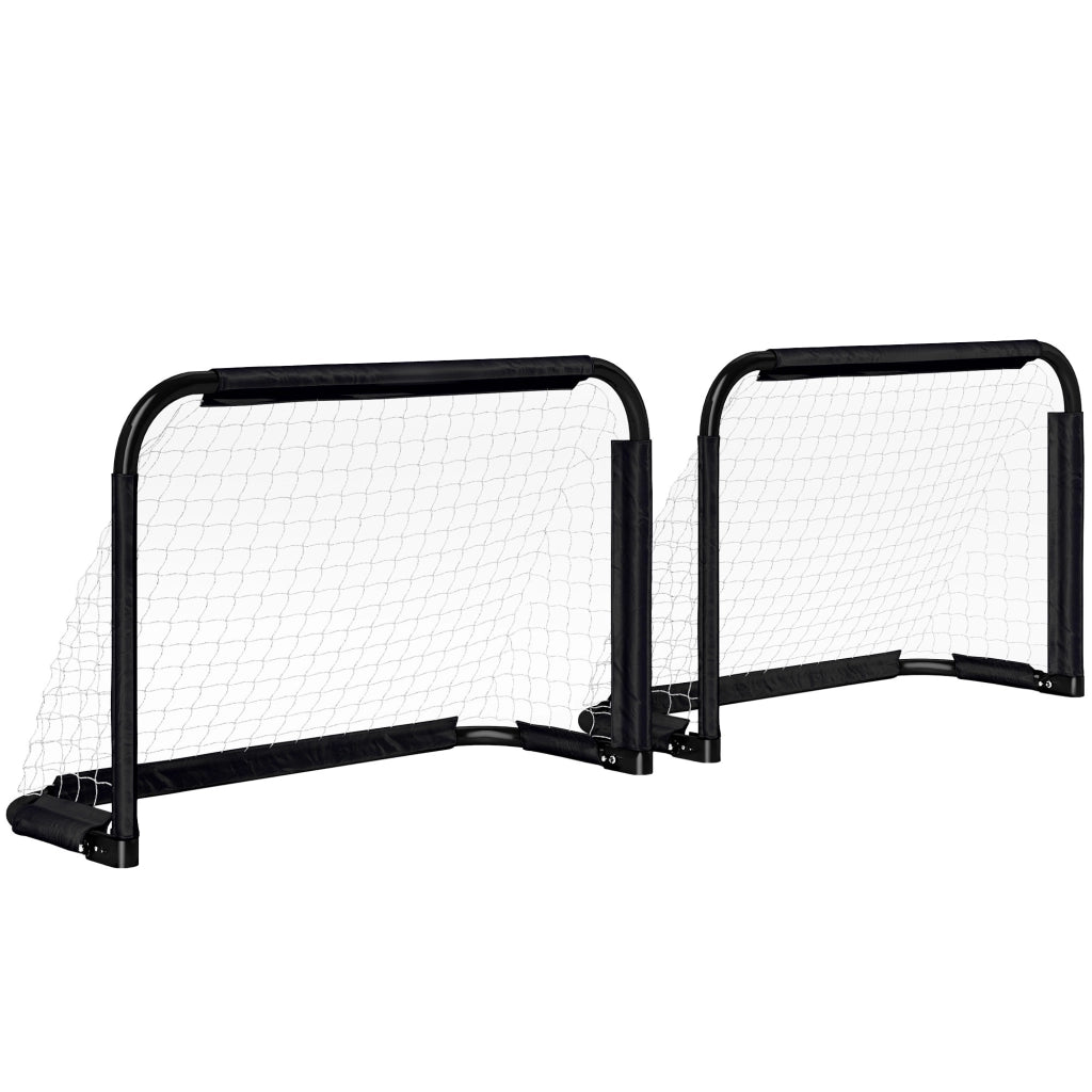 Set di 2 Porte da Calcio Pieghevoli per Esterno ¨C zephmum ¨C Nero 90x36x60 cm