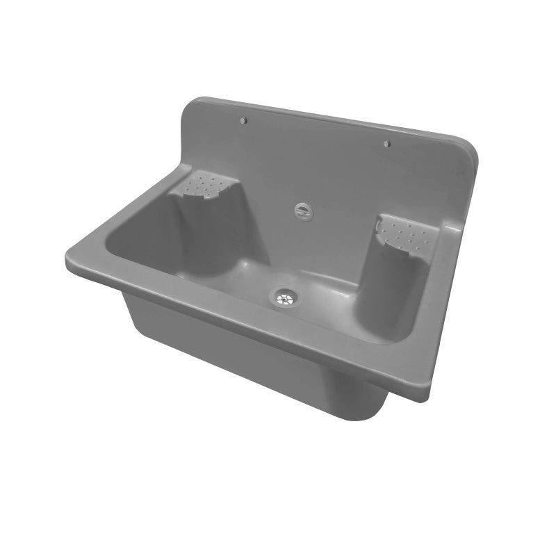 Pilozzo a muro da esterno 56x37 cm  Grigio  Doppia vasca laterale  Giardino e garage  Kit di montaggio e scarico  Negrari
