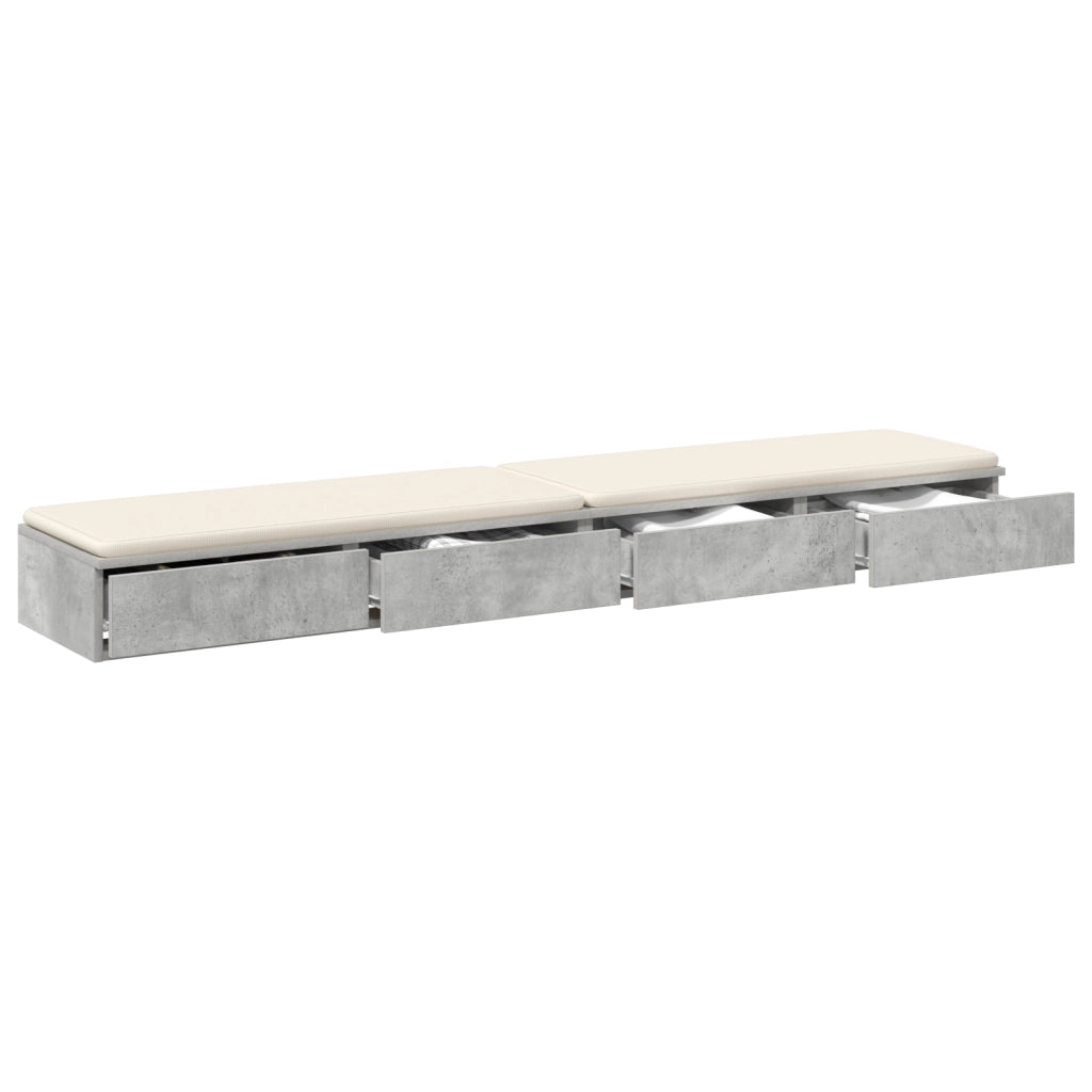 Cassetti per Letto Grigio Cemento 180x36,5x16,5 cm Legno Ingegnerizzato