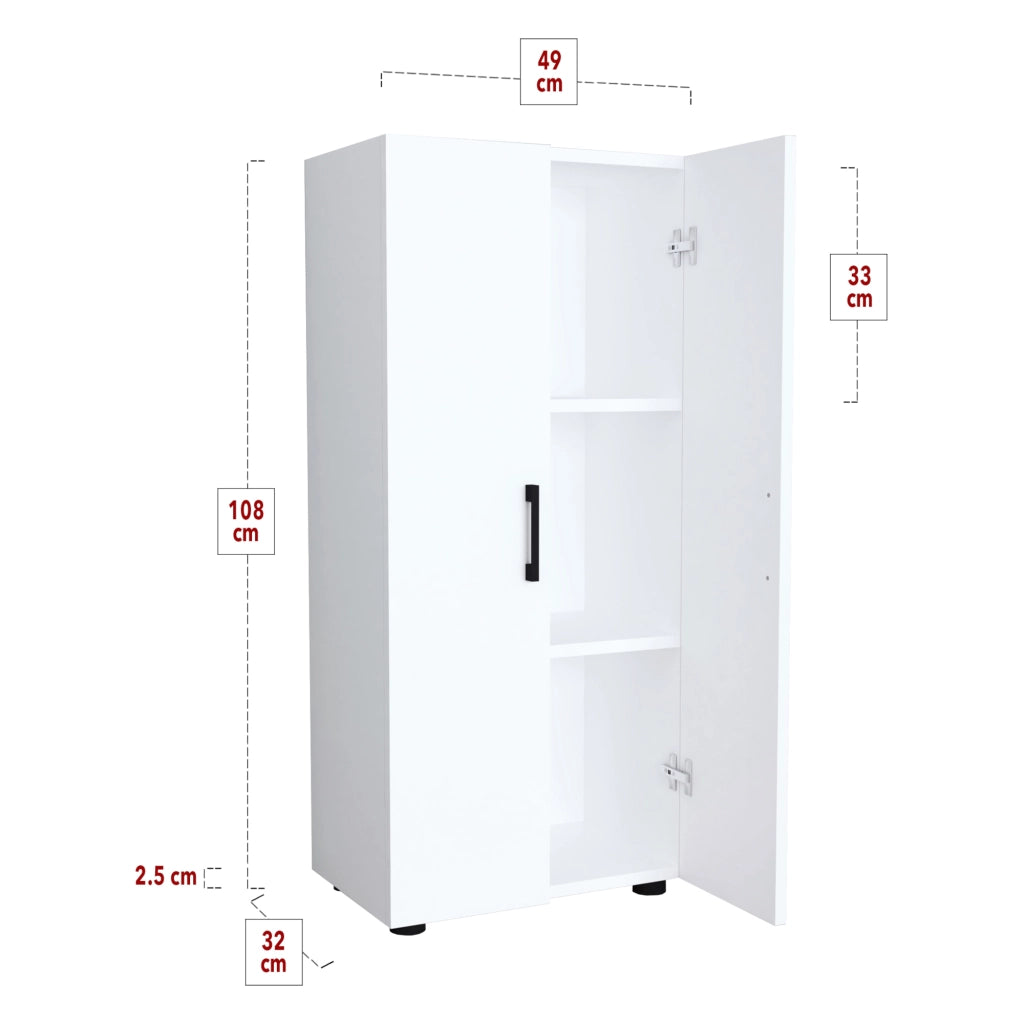 Armadio a 2 Ante Armadio Stretto con 4 Ripiani Mobile per Guardaroba Armadio da Ingresso Corridoio 108 x 49 x 32 cm - Bianco [en.casa]