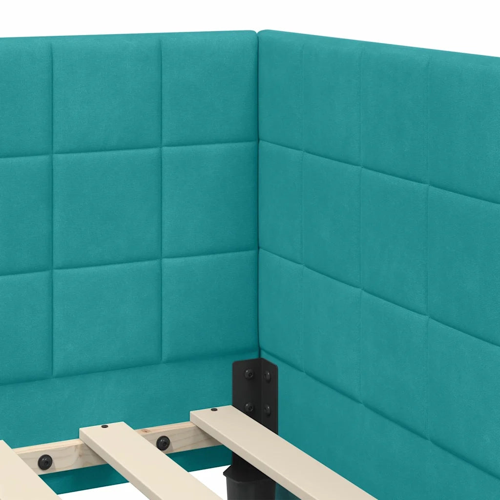 Cornice del letto ad angolo Turchese 80 cm x 200 cm Velluto