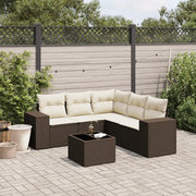 Set Divano da Giardino 6 pz con Cuscini Marrone in Polyrattan 3222562